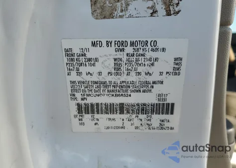 2012 Ford Escape Xlt from USA, damaged, VIN 1FMCU9D73CKB68524